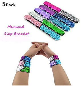 JACHAM Mermaid Bracelet 2 Color Reversible Sequin Bracelets Magic Party Supplies Favors Slap Bracelet For Women Girls and Ki Mermaid Bracelet 2 Color Reversible Sequin Bracelets Magic Party Supplies
