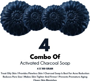 Druvan Cosmetic Druvan ACTIVATED CHARCOAL Natural Hand Made Soap - 100gm (Pack of 4)