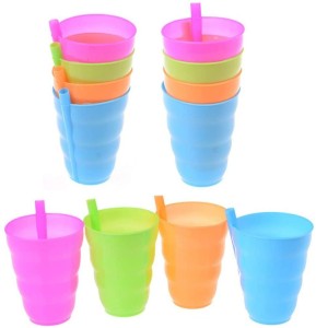 Cereal Bowls with Straws Kids Straw Cup Set of 4 Bowls and 4 Straw Cups BPA Free