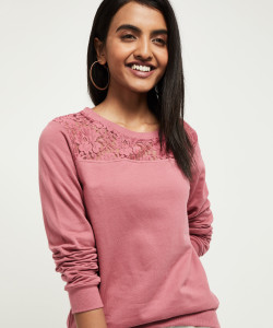 MAX Casual Full Sleeve Lace Solid Women Pink Top Buy MAX Casual Full Sleeve Lace Solid Women Pink Top Online at Best Prices in India Flipkart