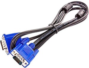 CUDU 15 Pin Male to Male Vga Cable 1.5 M 1.5 m VGA Cable(Compatible with computer, HDD, SSD, Projector, Black, One Cable)
