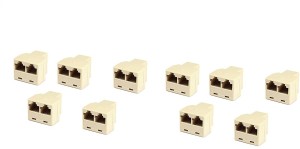 LipiWorld 8P8C Female to 2 x Female Plug Network LAN Cable T Adapter Line Connector Joiner Y Splitter (10 PCS) Lan Adapter(1000 Mbps)