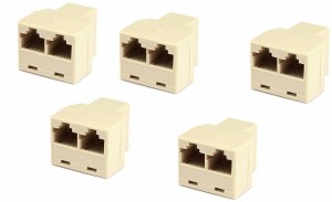 LipiWorld 8P8C Female to 2 x Female Plug Network LAN Cable T Adapter Line Connector Joiner Y Splitter (5 PCS) Lan Adapter(1000 Mbps)