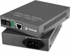 SECUREYE S-SMSF-GE Giga Fiber Media Converter to Single Port Ethernet 10/100/1000 Mbps in Pair (Transmitter and Receiver) Network Switch(Black)