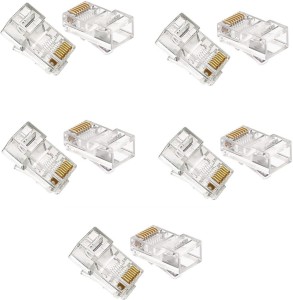 XBOLT RJ45 Clear Transparent Male Plug Crimp Connector Network Interface Card(crystal clear, gold plated)