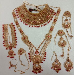 DULHAN SET Alloy Gold plated Red Gold Jewellery Set Price in