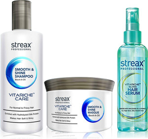 Streax Smooth Shine Shampoo Masque Vitarich Serum Price in India Buy Streax Smooth Shine Shampoo Masque Vitarich Serum online at