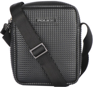 POLICE Black Sling Bag Pyramid Cross Body Bag Small Black Black