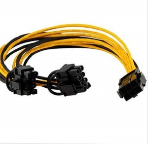 verena 2X PCI-E 6pin Female to Dual 8pin (6+2pin) Male Video Card GPU Power Motherboard Graphics Card Power Cable 8.1 inch 0.2 m Power Cord(Compatible with TV, Yellow, Black, One Cable)