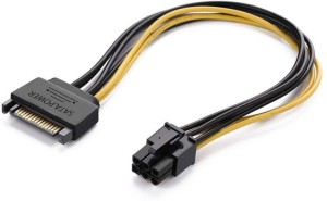verena SATA Cable 15PIN to 6PIN for PCI Express Graphics Card Power Cable (8-Inches) 0.2 m Power Cord(Compatible with TV, Yellow, Black, One Cable)