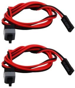 CUDU ATX PC Computer Motherboard Power Cable Switch Of/Reset Button Con/mputer Cable 50cm Length (pack of 2) 0.5 m Power Cord(Compatible with computer, Red, Black, Pack of: 2)