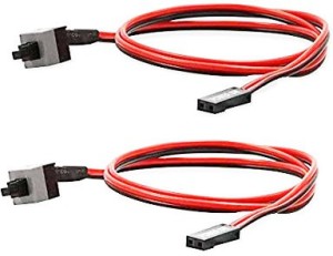 CUDU [2 Pack] 2 Pin 18 Inch SW PC Desktop Power Cable on/Off Push Button ATX Computer Switch Cord 45CM 0.45 m Power Cord(Compatible with computer, Black, Red, Pack of: 2)