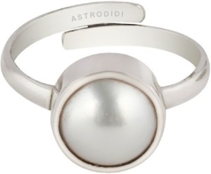 Astrodidi Moti Pearl Ring with Lab Report | Beautiful 5.25 Ratti Adjustable Silver Coated Alloy Pearl Ring
