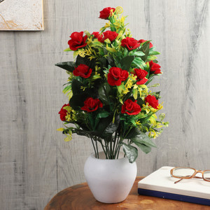 Flipkart Perfect Homes Artifical Flowers for Home Decor Red Rose Artificial Flower with Pot Price in India Buy Flipkart Perfect Homes Artifical