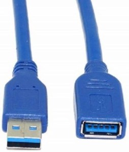 KAM USB 3.0 Male to Female EXTENSION CABLE Ethernet Cable 1 m 1 m Power Cord(Compatible with Printer/PC/External Hard Drive, Blue)