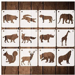 12 Pieces Animal Stencils Plastic Kids Drawing Stencil Reusable Animal  Template for DIY Crafts Painting Drawing
