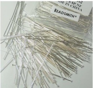 144 Head Pins .029dia X 4 Inch Silver Plating Over Brass Standard 21 Gauge  Wire Beadsmith Headpins