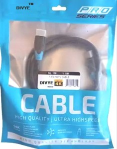 DIVYE Pro Series 5mtr HDMI Cable (Compatible with Desktop,Laptop, Tablet, Mp3, Gaming Device ) 1.5 m HDMI Cable(Compatible with Desktop, Laptop, Gaming Device, MP3, Tablet, TV, Black, One Cable)
