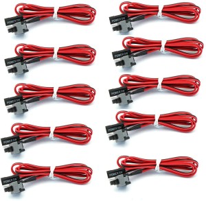 CUDU 10 Pack(18 Inch) Computer Motherboard Power Cable on/off/ Reset Button Replacement 0.45 m Power Cord(Compatible with computer, CPU, Black, Red, Pack of: 10)