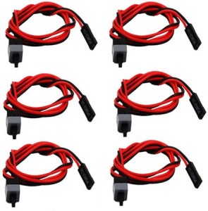 CUDU Computer Motherboard Power Cable Switch on/ff/Reset Button Replacement -6 Pieces 0.45 m Power Cord(Compatible with computer, Black, Red, Pack of: 6)