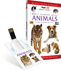 Inkmeo Movie Card - Animals - English - Learn about more than 55 Animals - 8GB USB Memory Stick - High Definition(HD) MP4 Video(USB Memory Stick)