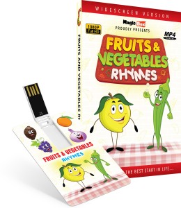 Inkmeo Movie Card - Fruits and Vegetables Rhymes - - Learn About Fruits & Vegetables in a Fun and Easy Manner - 8GB USB Memory Stick - High Definition(HD) MP4 Video(USB Memory Stick)