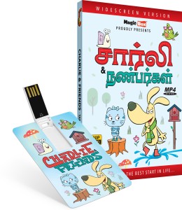 Inkmeo Movie Card - Charlie and Friends - Tamil - Animated Stories - 8GB USB Memory Stick - High Definition(HD) MP4 Video(USB Memory Stick)