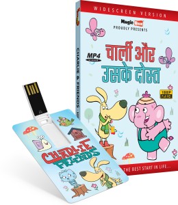 Inkmeo Movie Card - Charlie and Friends - Hindi - Animated Stories - 8GB USB Memory Stick - High Definition(HD) MP4 Video(USB Memory Stick)