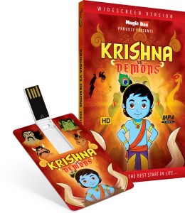 Inkmeo Movie Card - Krishna Vs Demons - English - Animated Stories from Indian Mythology - 8GB USB Memory Stick - High Definition(HD) MP4 Video(USB Memory Stick)