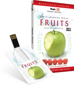 Inkmeo Movie Card - Fruits - English - Learn about more than 60 Fruits - 8GB USB Memory Stick - High Definition(HD) MP4 Video(USB Memory Stick)