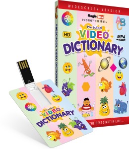 Inkmeo Movie Card - Preschool Video Dictionary - Easily Learn Spellings of Animals, Birds, Fruits, Vegetables, Occupations and lots more - 8GB USB Memory Stick - High Definition(HD) MP4 Video(USB Memory Stick)