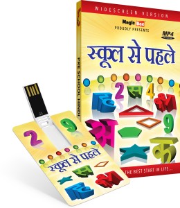 Inkmeo Movie Card - Preschool Hindi - Alpbhabet, Numbers, Shapes, Colors, Days of the Week, Months - 8GB USB Memory Stick - High Definition(HD) MP4 Video(USB Memory Stick)
