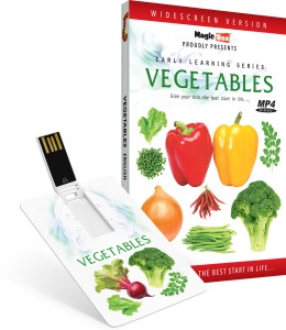 Inkmeo Movie Card - Vegetables - English - Learn about more than 45 Vegetables - 8GB USB Memory Stick - High Definition(HD) MP4 Video(USB Memory Stick)