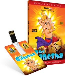 Inkmeo Movie Card - Ganesha - English - Animated Stories - 8GB USB Memory Stick - High Definition(HD) MP4 Video(USB Memory Stick)