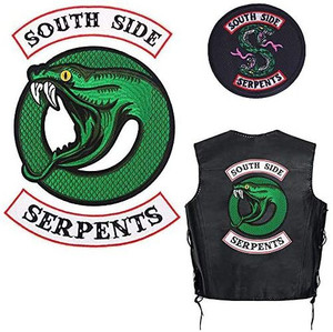 Knit 3 Piece Set Riverdale Large Southside Serpents Patches and 1