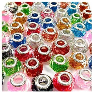 TOAOB 50pcs Assorted European Craft Beads Glass Large Hole Spacer