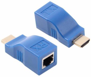 Microware 4K 3D HDMI 1.4 30M Extender to RJ45 Over Cat 5e/6 Network LAN Ethernet Adapter - Blue Lan Adapter(480 Mbps)