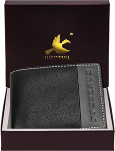 HORNBULL Men Black Genuine Leather Wallet Black Grey Price in