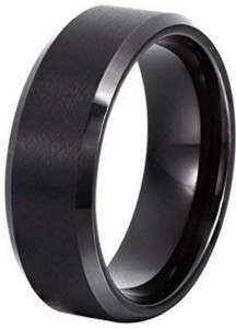 BUCCLY Stainless Steel Black Silver Plated Ring Price in India