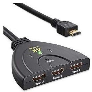 hybite HDMI Switch, 3 Port 4K HDMI Switcher 3 in 1 Out with High Speed Switch Splitter Pigtail Cable Supports Full HD 4K 1080P 3D Player 1 m HDMI Cable(Compatible with hdmi switch, Black)