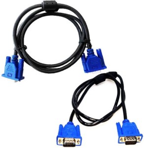 Fexy 2 Pack Male to Male VGA Cable 1.5 Meter, Support PC/Monitor/LCD/LED, Plasma, Projector, TFT (Pack of 2) 1.5 m VGA Cable(Compatible with Monitor, Projector, Black, Blue, Pack of: 2)