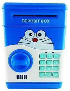 Shopbox store Doraemon characters piggy bank atm with password