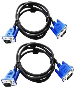 CUDU 2 Pack Male to Male VGA Cable 1.5 Meter, Support PC/Monitor/LCD/LED, Plasma, Projector, TFT. VGA to VGA Converter Adapter Cable(Pack of 2) 1.5 m VGA Cable(Compatible with computer, Monitor, Printer, Black, Pack of: 2)