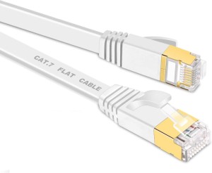 FEDUS High Speed Cat7 LAN Cable, Flat RJ45 Cat7 Ethernet Network Cable 3Meter 3 m LAN Cable(Compatible with Laptop, Computer, Modem, Router, White, One Cable)