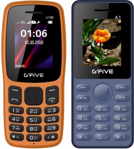 Gfive U106 & A1 Combo of Two Mobiles(Orange : Black Blue)