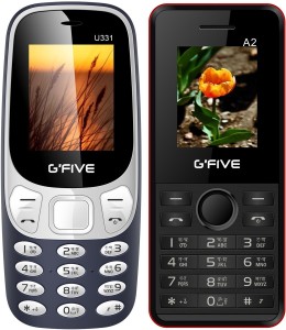 GFive U331 & A2 Combo of Two Mobiles(Dark Blue : Black Red)