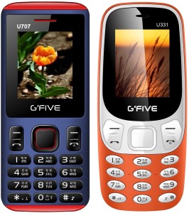 GFive U707 & U331 Combo of Two Mobiles(Blue Red : Orange)