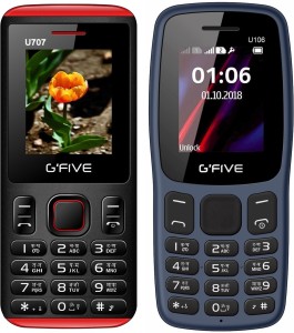 Gfive U707 & U106 Combo of Two Mobiles(Black Red : Dark Blue)