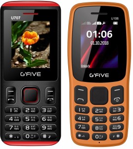 Gfive U707 & U106 Combo of Two Mobiles(Black Red : Orange)