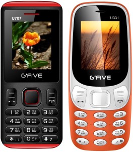 GFive U707 & U331 Combo of Two Mobiles(Black Red : Orange)